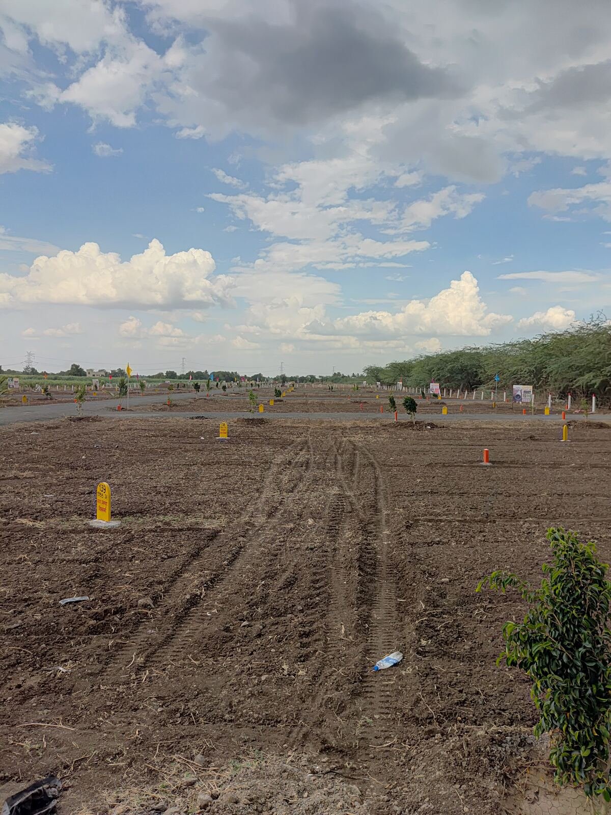 Layout roads under a cloudy sky
