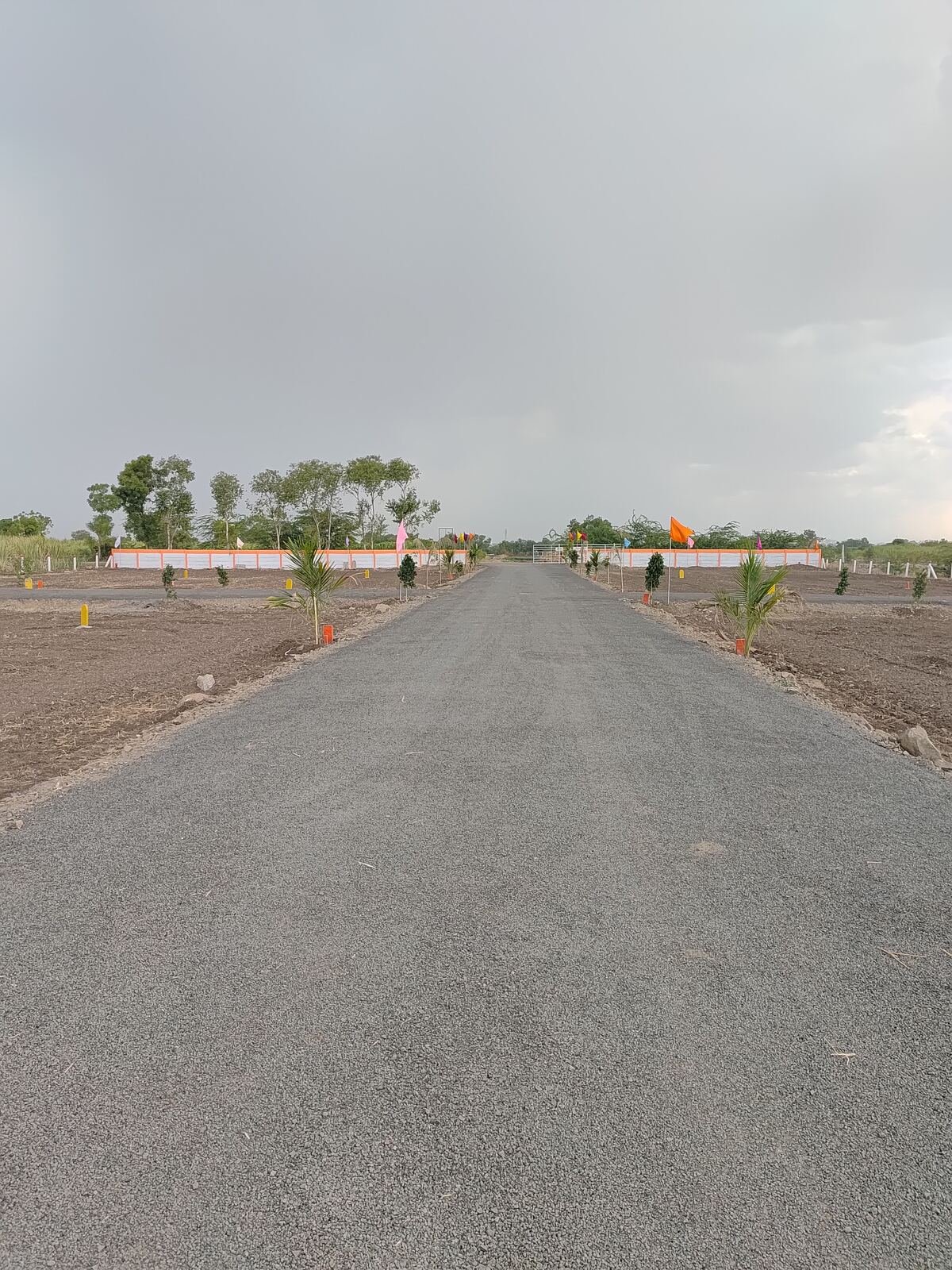 Layout entrance gate with flags
